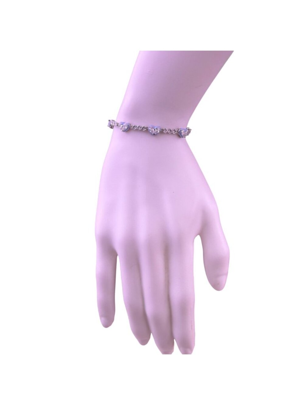 Brilliance Womens Silver Tone Heart Crystal Bracelet Adjustable Design